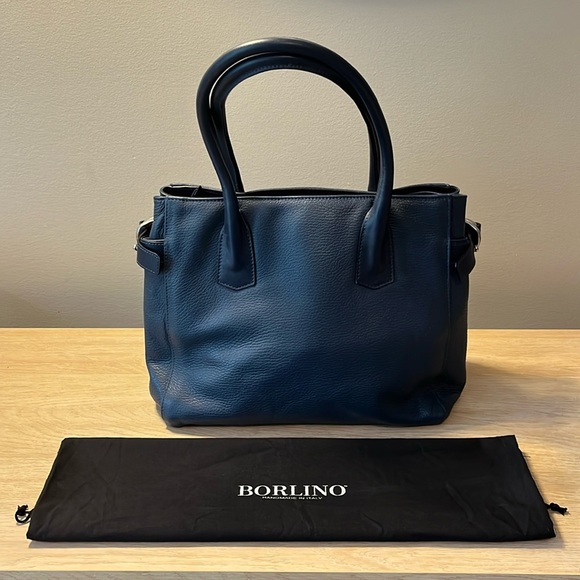 Borlino Handbags - Borlino Luxury Handbag Handmade in Italy Calf Leather Capri Blue